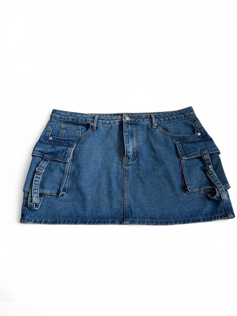 Aeropostale XL Denim Cargo Mini Skirt Blue Utility Y2K
